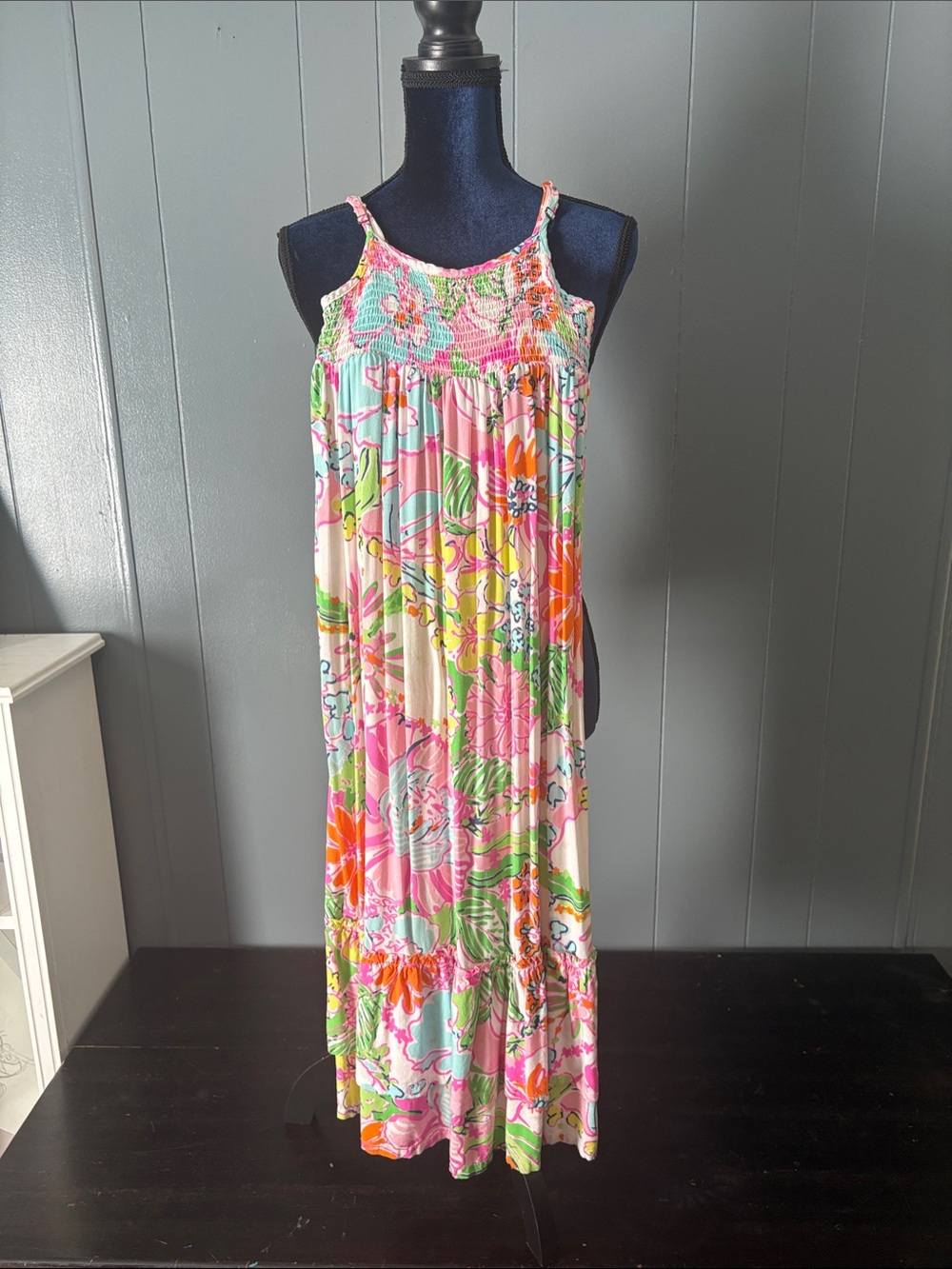 Lilly Pulitzer Pink Multi Floral Smocked Maxi Dress